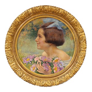 František Dvořák Brunner (1862 - 1927) - Děvče s modrou mašlí