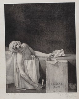 Alexandre Toupey (1862 - 1938) - podle Jacques-Louis Davida „Marat expirant“ / „Maratova smrt“ s dedikací