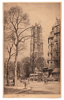 Louis Willaume (1874 - 1949) - La Tour Saint-Jacques v Paříži