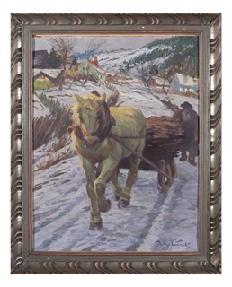 Rudolf Jelinek (1880 - 1950) - Svážení dřeva v zimě