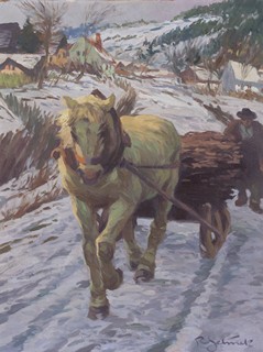 Rudolf Jelinek (1880 - 1950) - Svážení dřeva v zimě