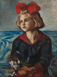 Vincenc Beneš (1883 - 1979) - Dívka s červenou mašlí