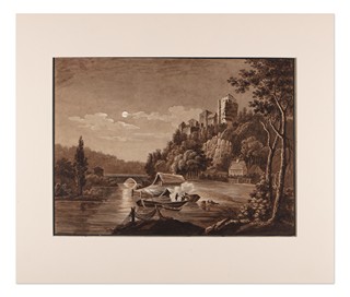Georg Seefried (1780 - 1817) - Noční krajina s jezerem a hradem