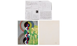 Jiří Kolář (1914 - 2002) - Originální signovaná koláž s dokumentační fotokopií korespondence pro Béatrice Bizot