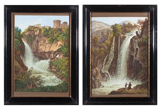 Německý malíř 19. století - Vodopády Tivoli a Velino (Cascata delle Marmore)