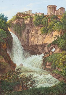 Německý malíř 19. století - Vodopády Tivoli a Velino (Cascata delle Marmore)