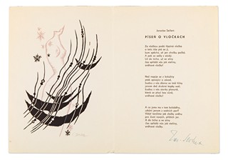 Miroslav Houra (1933 - 2006) - Jaroslav Seifert: Píseň o vločkách (originální podpis)