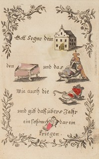 Biedermeierovské rebusové přání (Hieroglyphen-Wunschkarte) - Bez názvu