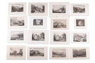 Grafikové 19. století - Konvolut 150 ks listů s vedutami a krajinami (Švýcarsko, Německo, Tyrolsko)