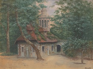 Malíř 19. století - Laiterie de la Reine (mlékárna Marie Antoinetty) v zámeckém parku Petit Trianon ve francouzském Versailles
