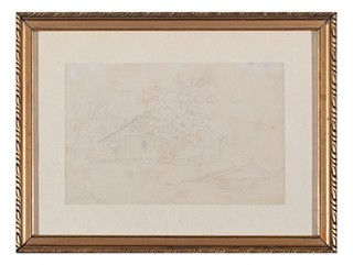 Antonín Waldhauser (1835 - 1913) - Studie krajiny se stavením