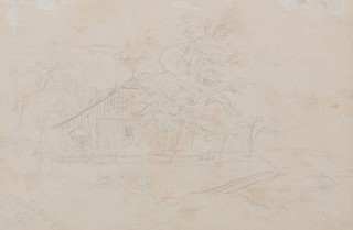 Antonín Waldhauser (1835 - 1913) - Studie krajiny se stavením