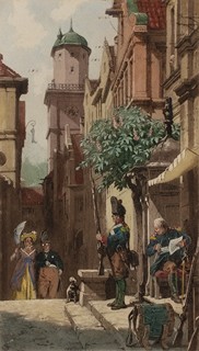 Robert Jakob Bock (1896 - 1943) - Er kommt (předloha Carl Spitzweg)