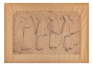 Francouzský malíř 19. století - Mniši