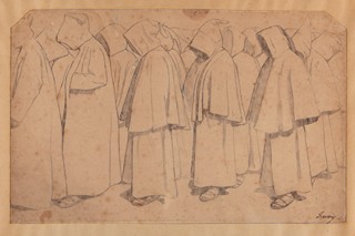 Francouzský malíř 19. století - Mniši