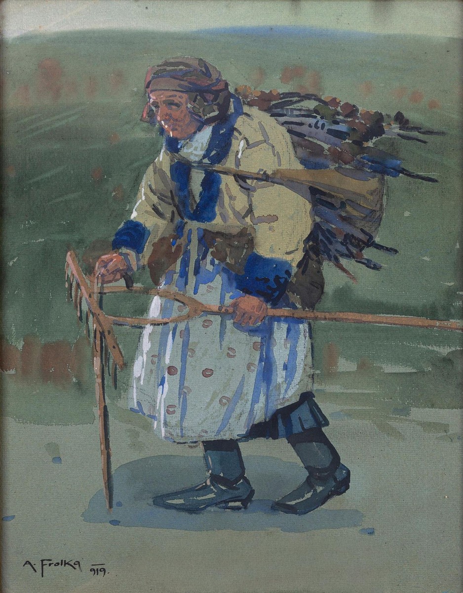 Old woman with grass