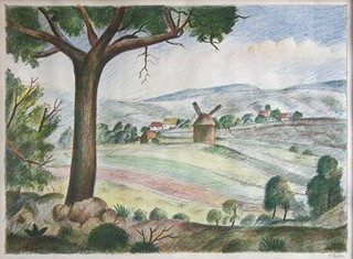 Otakar Kubín (Coubine) (1883 - 1969) - Větrný mlýn v Kořenci