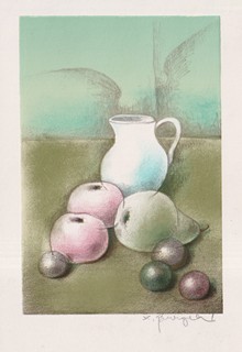 Zdeňka Burgetová (1934) - Zátiší s jablky a hruškou