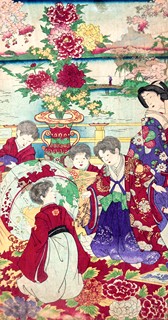 Toyohara Kunichika (1835 - 1900) - Hodina zeměpisu u dvora