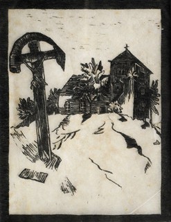 Anna Macková (1887 - 1969) - Kříž před kostelem