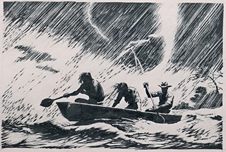 Zdeněk Burian (1905 - 1981) - Po řece Paraná - ilustrace pro časopis Tramp