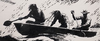 Zdeněk Burian (1905 - 1981) - Po řece Paraná - ilustrace pro časopis Tramp