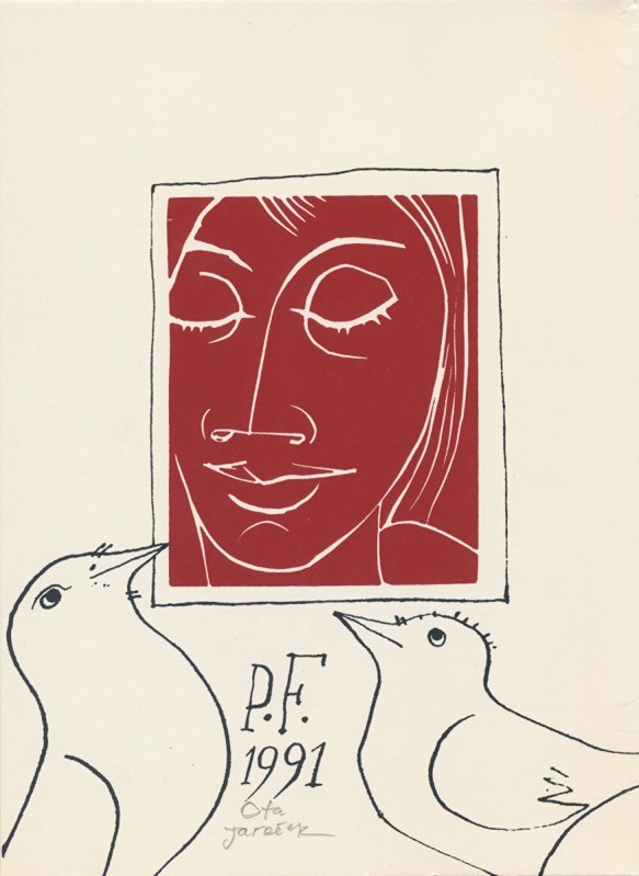 Ota Janeček (1919 – 1996) - PF 1991, Dívka a ptáčci