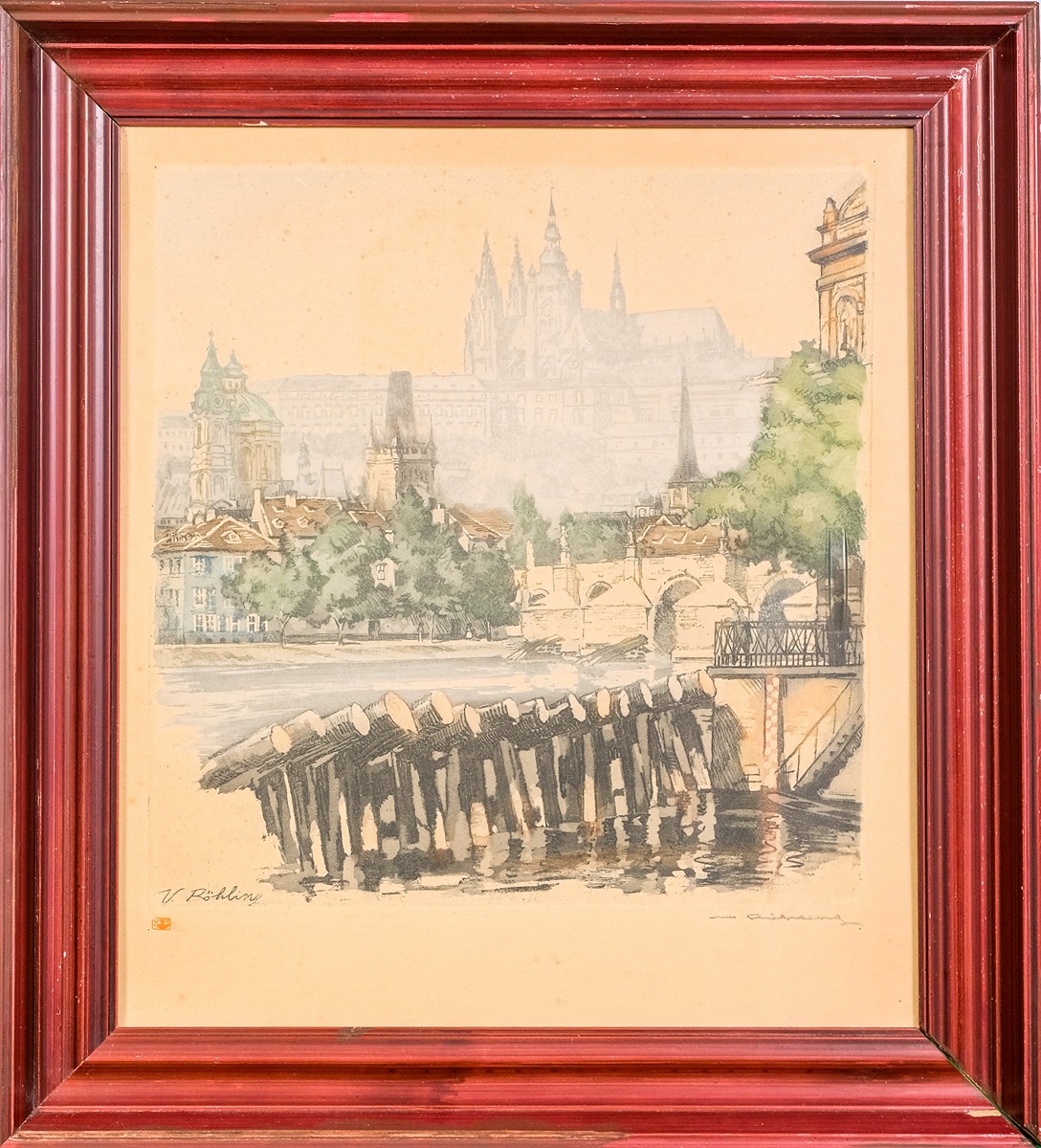 Vladislav Röhling (1878 - 1949) - Pohled na Pražský hrad