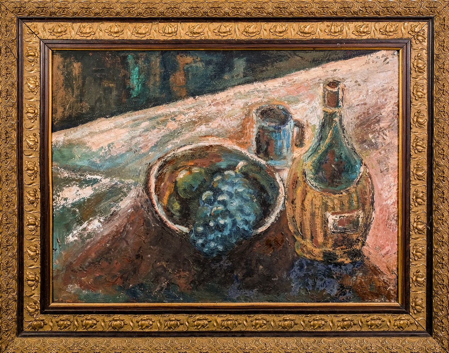 Karel Veržakovský (1924-1953), připsáno - Zátiší s hrozny a vínem