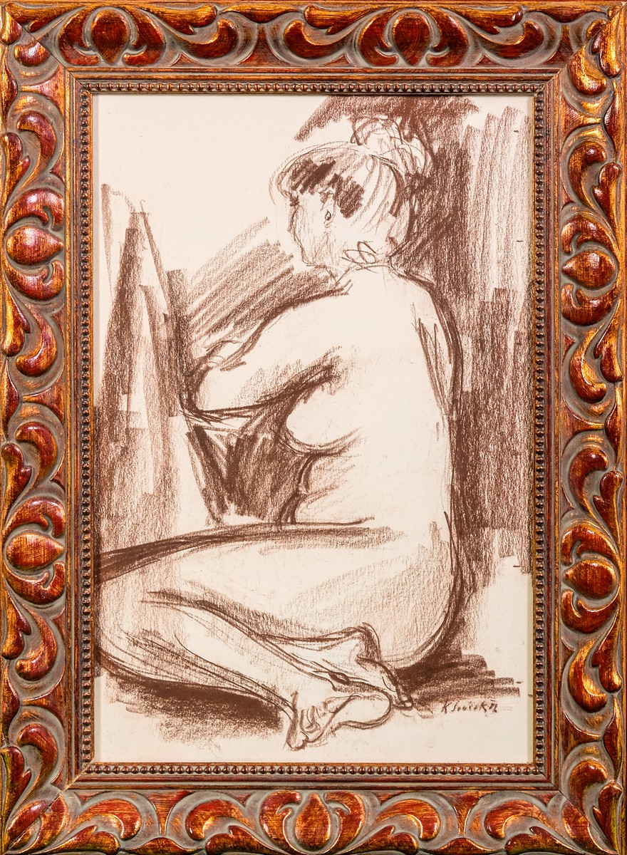 Karel Souček (1915 – 1982) - Sedící akt s drdolem