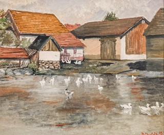 Bohuslav Dvořák (1867–1951) - Husičky na rybníku
