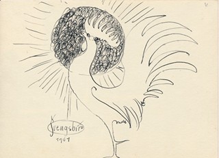 Jiří Švengsbír (1921 – 1983) - Fotografie Jiřího Švengsbíra s kresbou na reversu