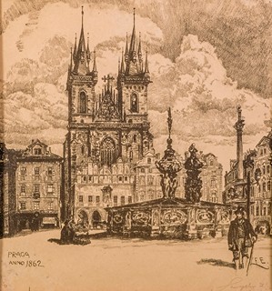 Ferdinand Engelmüller (1867-1924) - Týnský chrám – kostel Matky boží před Týnem v Praze
