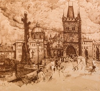 Ferdinand Engelmüller (1867-1924) - Mostecká věž a Karlův most