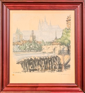 Vladislav Röhling (1878 - 1949) - Pohled na Pražský hrad