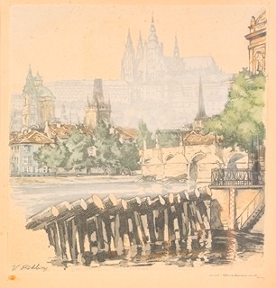 Vladislav Röhling (1878 - 1949) - Pohled na Pražský hrad