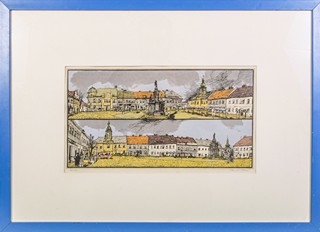 Boris Tesař (1946) - Dva pohledy na náměstí s kašnou