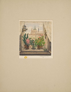 Tavík František Šimon (1877 - 1942) - Hradčany z okna Malostranského domu