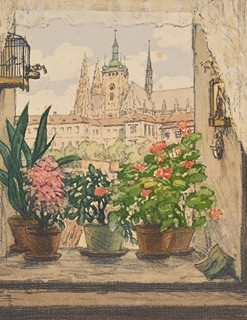 Tavík František Šimon (1877 - 1942) - Hradčany z okna Malostranského domu