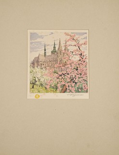 Tavík František Šimon (1877 - 1942) - Pražský hrad s katedrálou Sv. Víta v jarní krajině