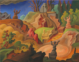 Michal Tomek (1951-) - Krajina se třemi sochami