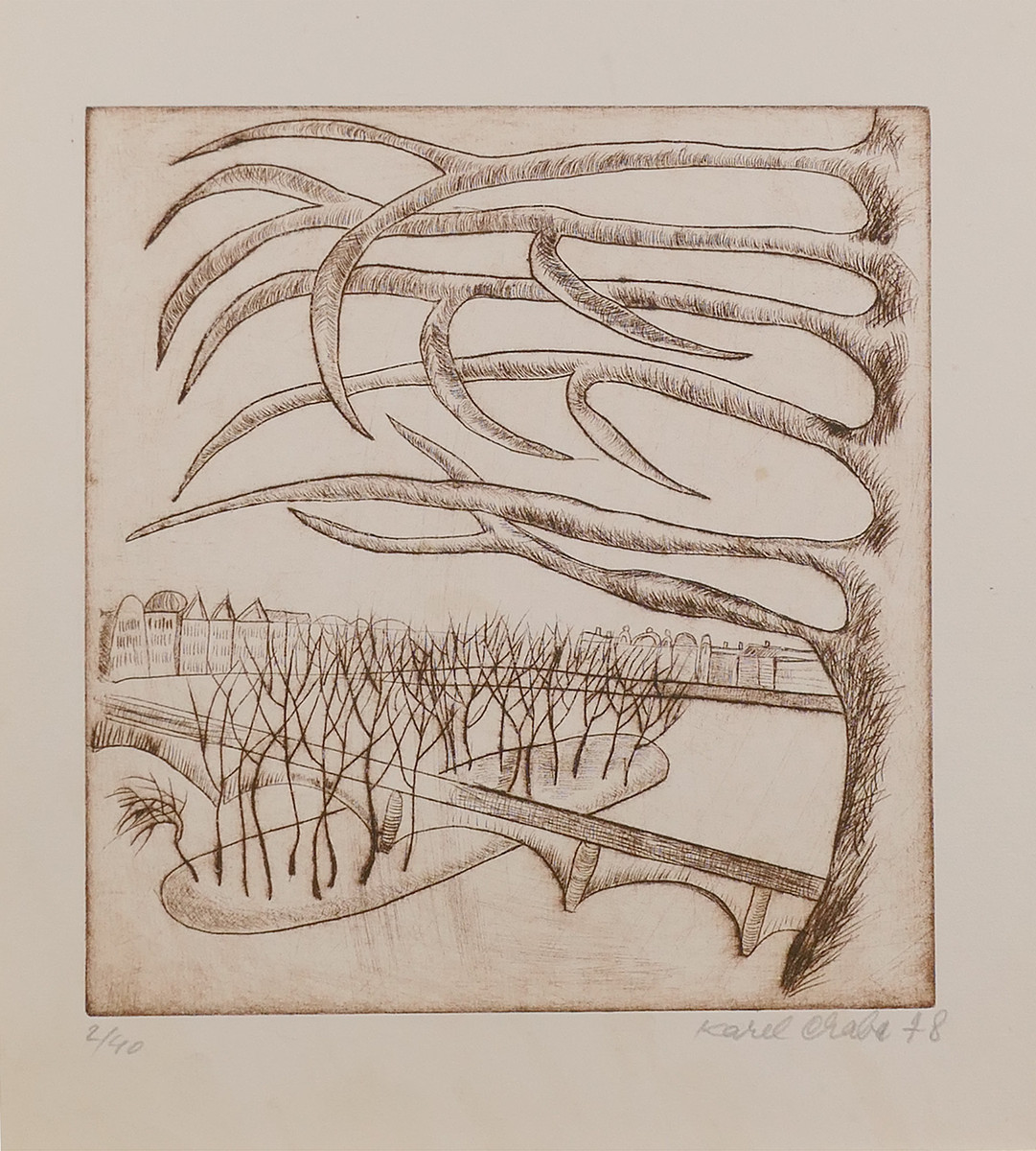 Karel Chaba (1925-2009) - Pohled na Prahu