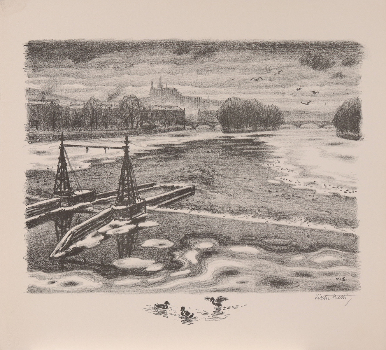 Viktor Stretti (1878-1957) - Vltava v Praze
