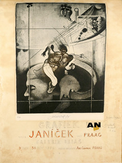 James Janíček (1935-) - Návrh pozvánky na výstavu grafik v Nizozemsku