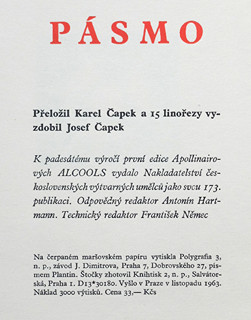 Josef Čapek (1887-1945) - G. Apollinaire Pásmo