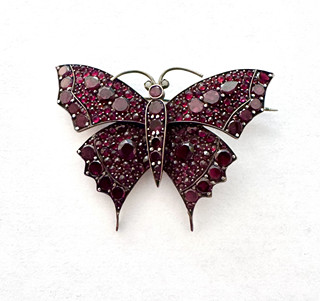 Unusually Large Art Nouveau Garnet Butterfly