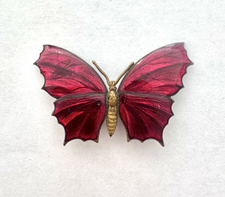 Art Nouveau Enamelled Butterfly with Red Wings