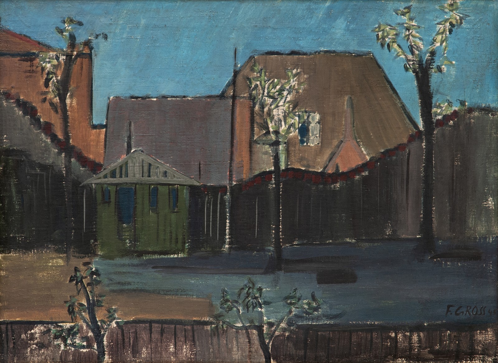 František Gross (1909 - 1985) - Dvorek v Libni