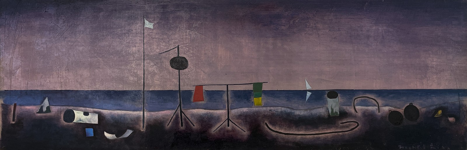 František Říha (1910 - 1986) - Pobřeží s vlajkou
