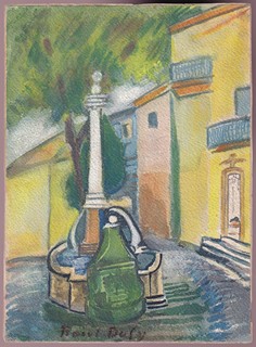 Raoul Dufy, připsáno (1877 - 1953) - Městské zákoutí s fontánou